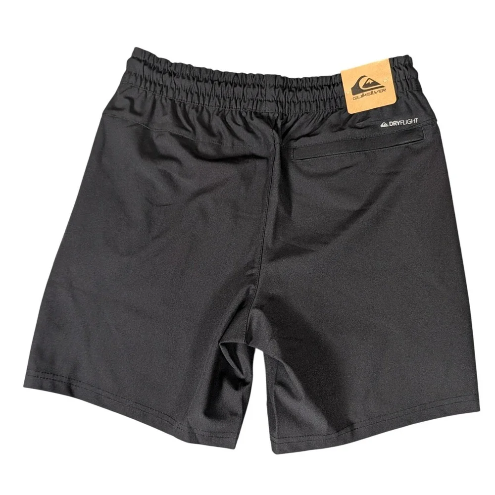 Quiksilver DryFlight Mens Black Active Training Shorts Zipper Pockets EQYFB03093